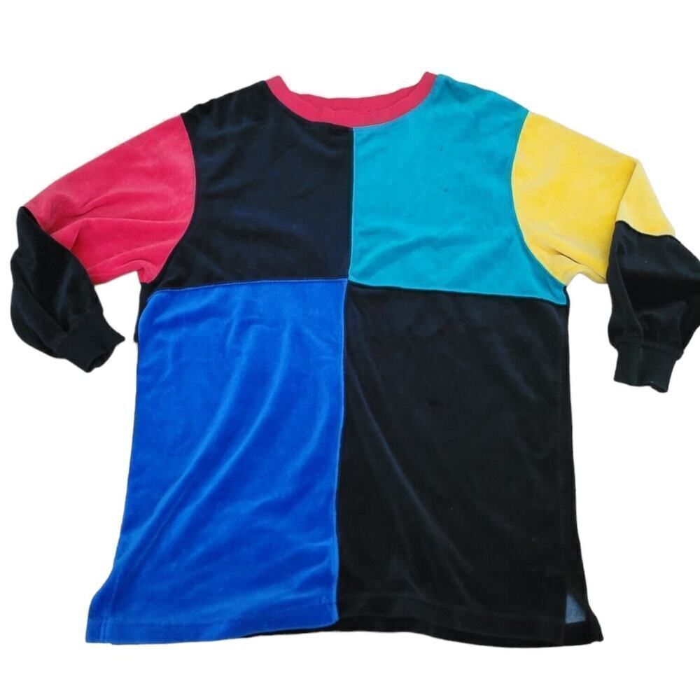 Vintage Koret velour colorblock pullover sweater Retro 90s Dope